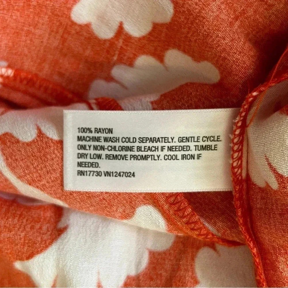 Diane von Furstenberg Ginkgo Print Maxi Dress sz XS Orange & White Long sleeve - Picture 8 of 9